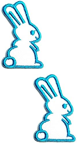Kleenplus 2 buc. Mini Little Blue & amp; White Rabbit Patch meșteșuguri Arte cusut reparare iepuras iepure desen animat fier brodat pe coase pe insigna Patch-uri pentru blugi DIY sac sac rucsac capace