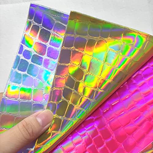 Piele sintetică holografică din piele sintetică 9 pachet Embossed Crocodile texture Iridescent Crafts fabric pentru pungi de