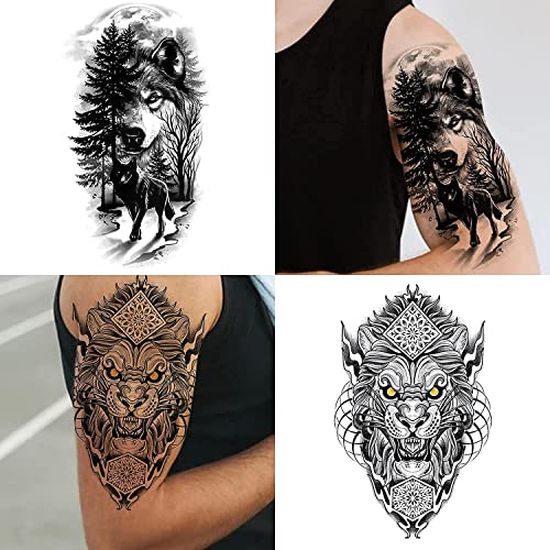 Cerlaza tatuaje temporare pentru bărbați adulți, tatuaje false Mâneci pentru bărbați, braț complet semi Permanent tatuaj cu