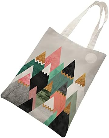 Sun Mountain Canvas Bag, cu model de design tipărit pentru cumpărături pentru femei, geantă de tote reutilizabilă, geantă de