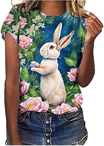 Tricouri pentru femei vara amuzant iepure Bunny camasa Paste Casual maneca scurta vacanta Tee Topuri