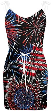 4 iulie rochie pentru femei vara American Flag rezervor rochie cu buzunare talie Elastic Fără mâneci V-Neck Mini Sundress